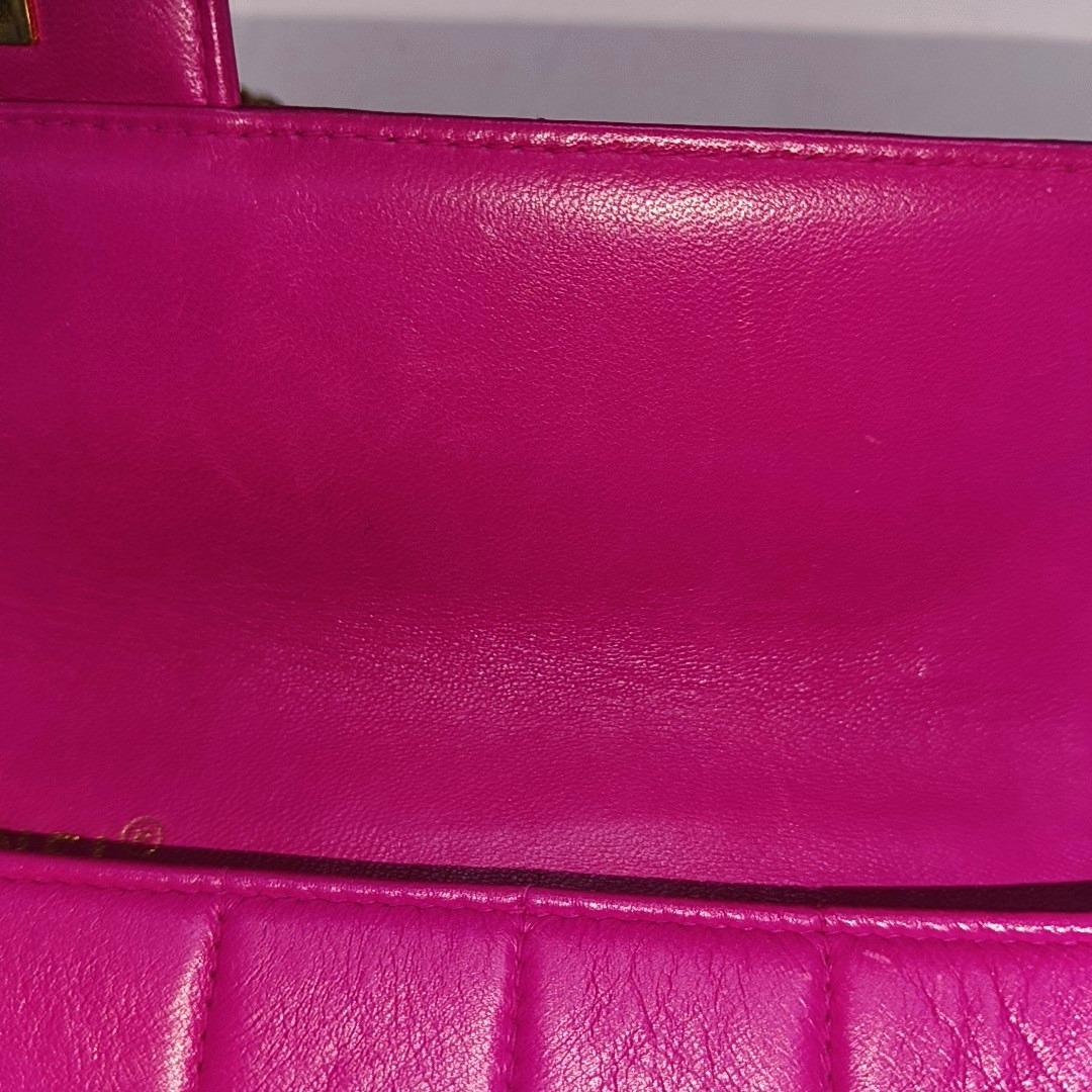 Chanel East West Chocolate Bar Fuchsia Pink Leather 24k Gold hardware 6