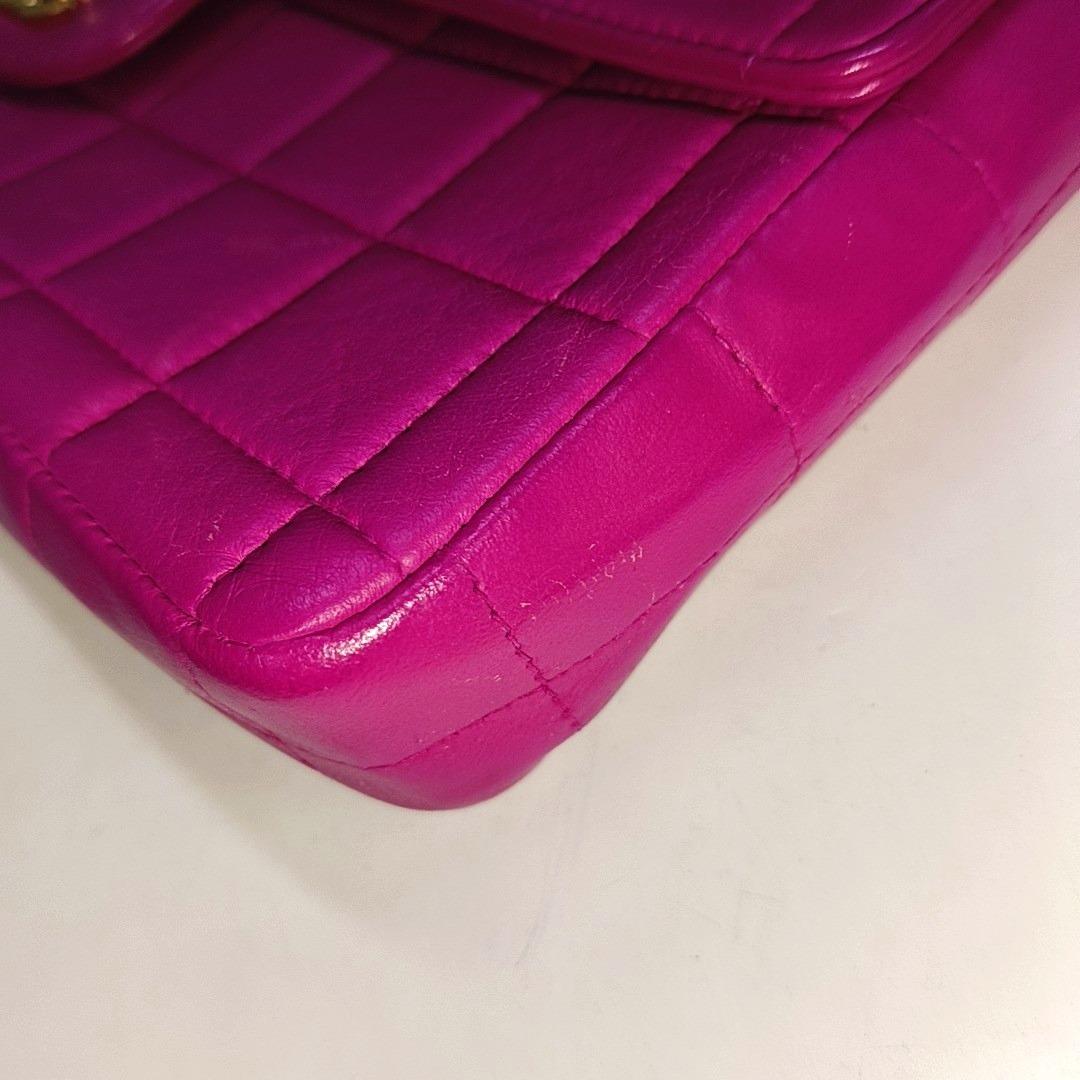 Chanel East West Chocolate Bar Fuchsia Pink Leather 24k Gold hardware 11