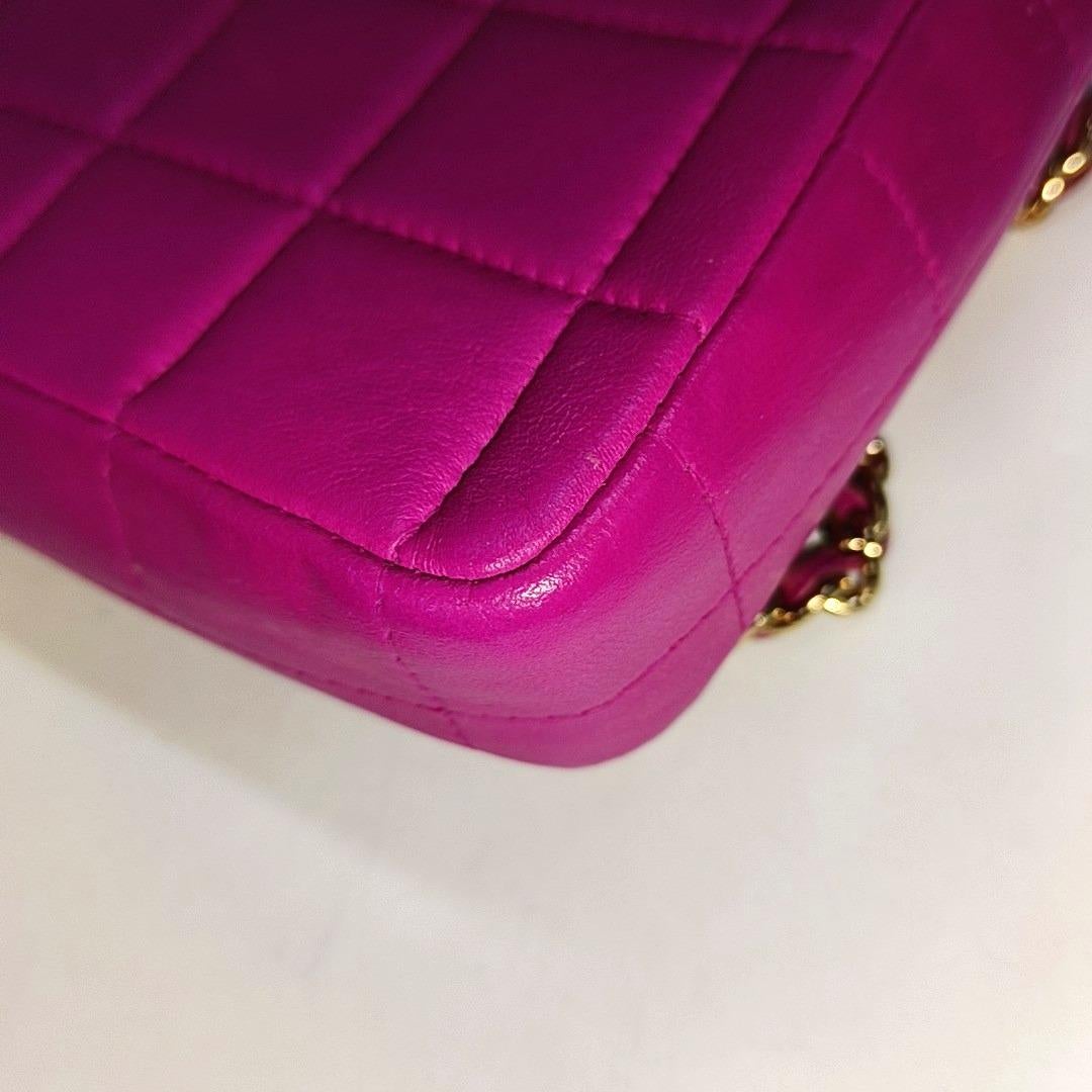 Chanel East West Chocolate Bar Fuchsia Pink Leather 24k Gold hardware 14