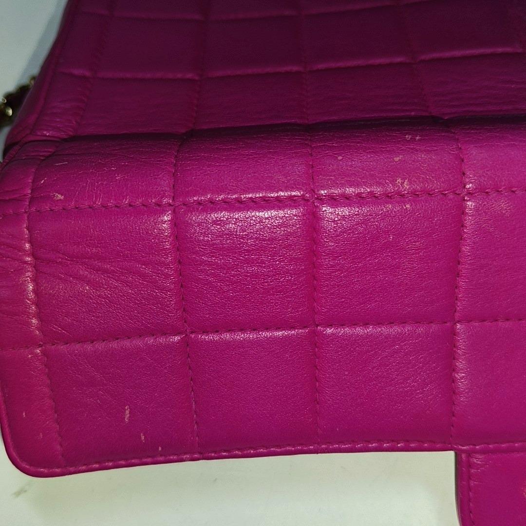 Chanel East West Chocolate Bar Fuchsia Pink Leather 24k Gold hardware 3