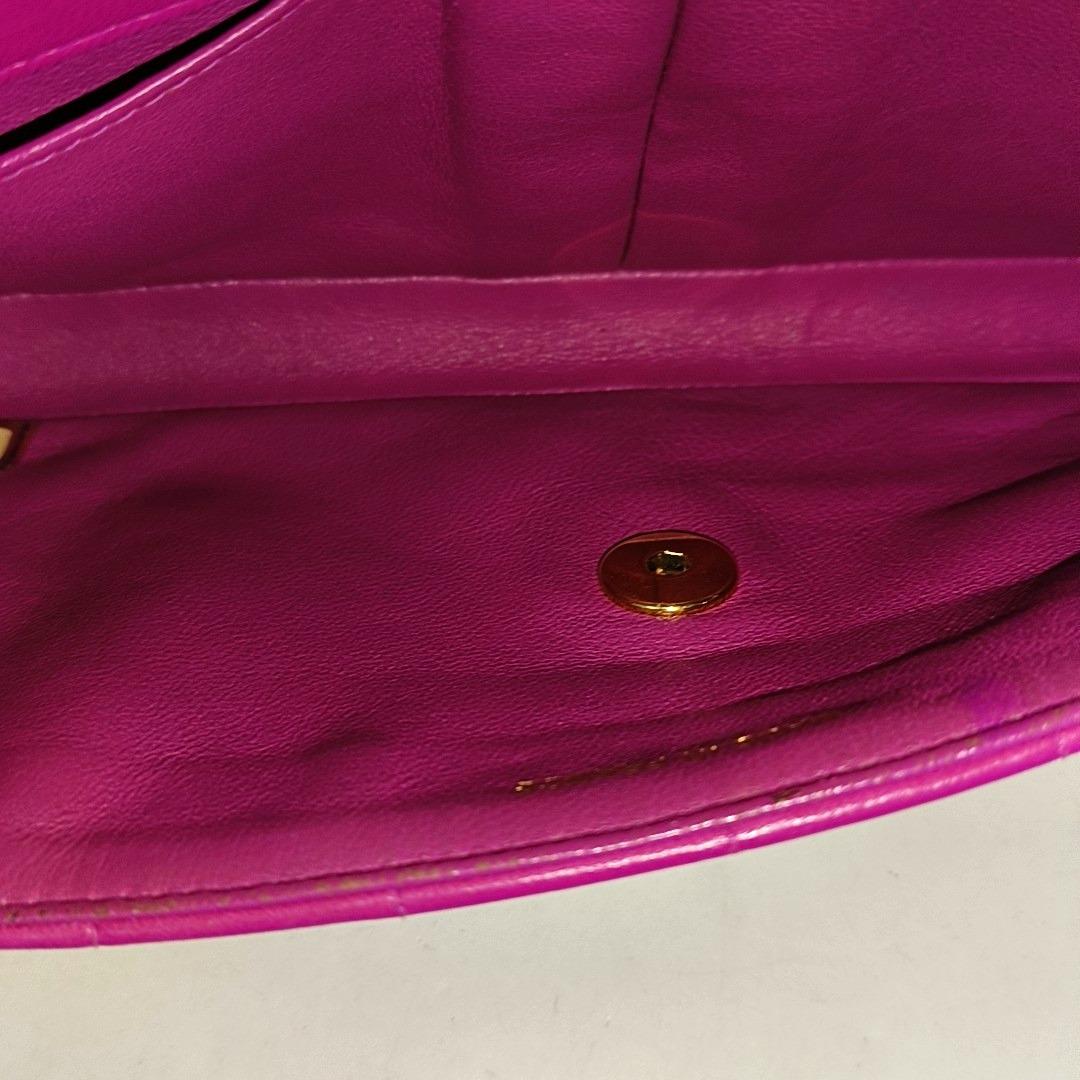 Chanel East West Chocolate Bar Fuchsia Pink Leather 24k Gold hardware 5