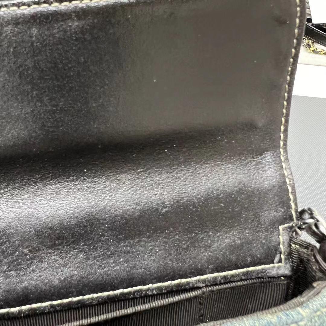Chanel East West Chocolate Bar Green Denim with Leather Lining Shoulder Bag 8