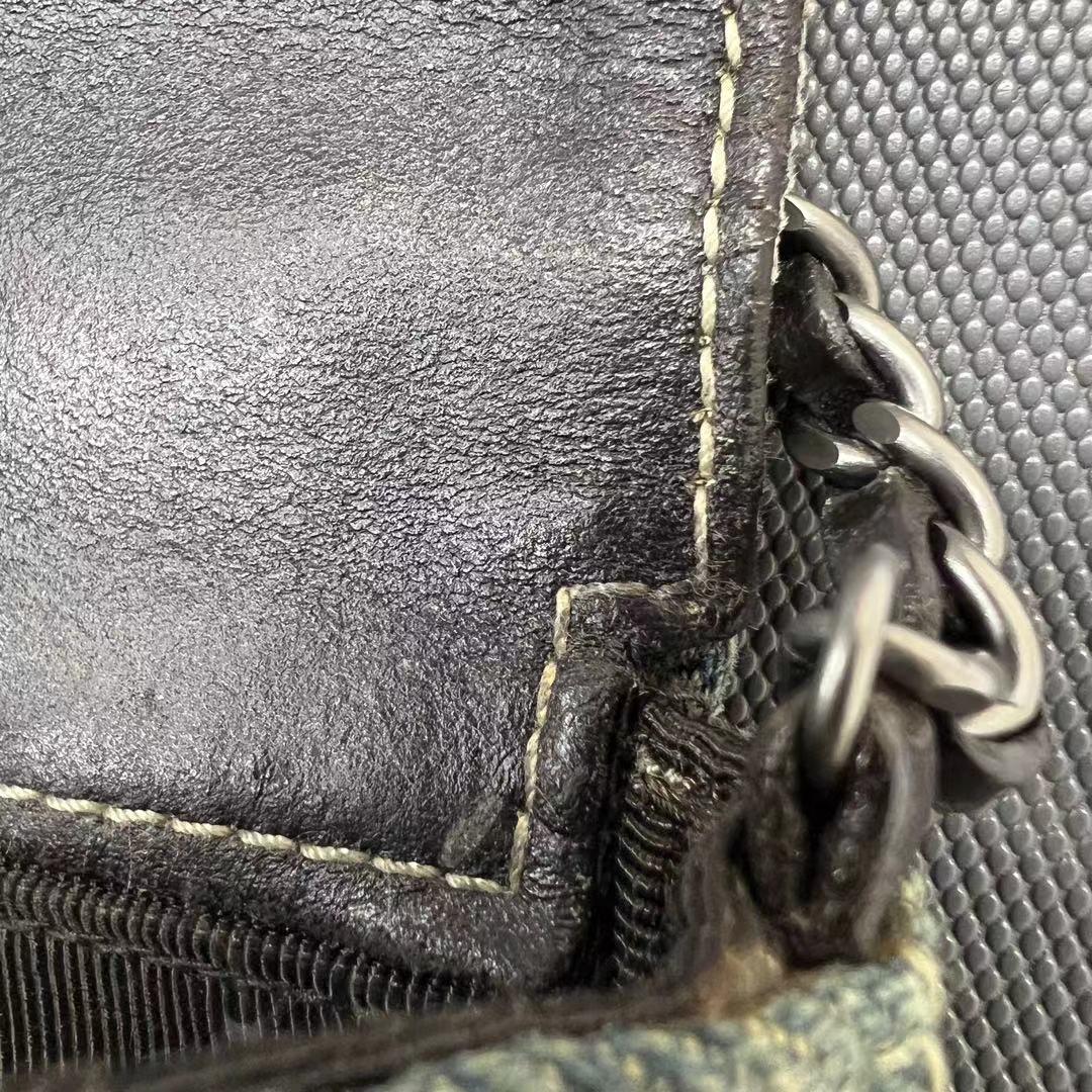 Chanel East West Chocolate Bar Green Denim with Leather Lining Shoulder Bag 3