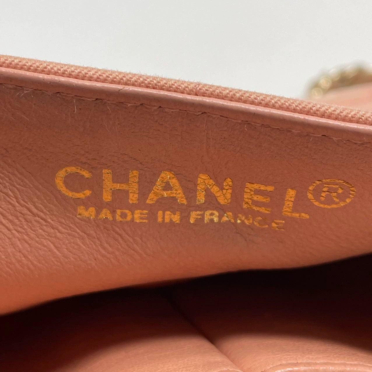 Chanel East West Chocolate Bar Pink Denim with Coco Prints For Sale 5