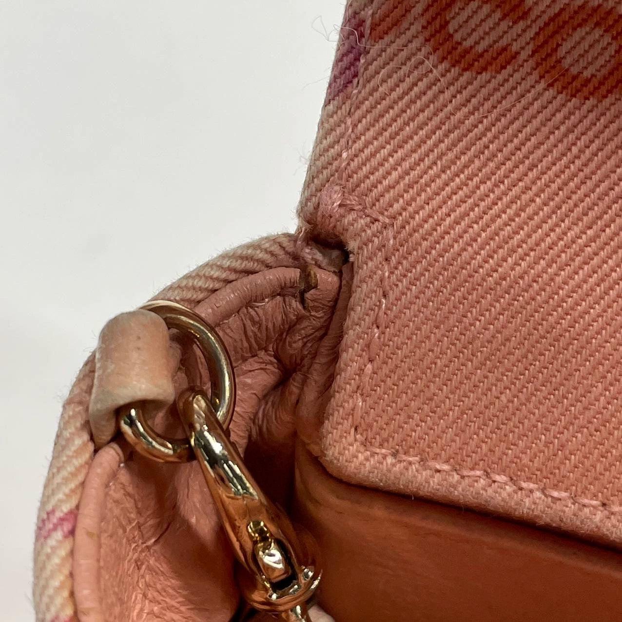 Chanel East West Chocolate Bar Pink Denim with Coco Prints For Sale 11