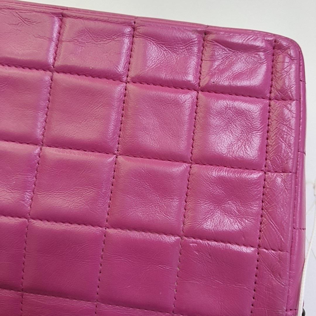 Chanel Ost-West- Schokolade Bar Rosa Leder Silber Hardware Vintage im Angebot 7