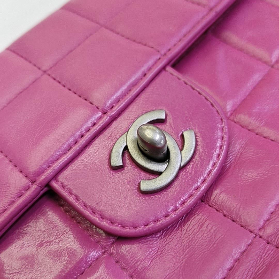 Chanel Ost-West- Schokolade Bar Rosa Leder Silber Hardware Vintage im Angebot 10