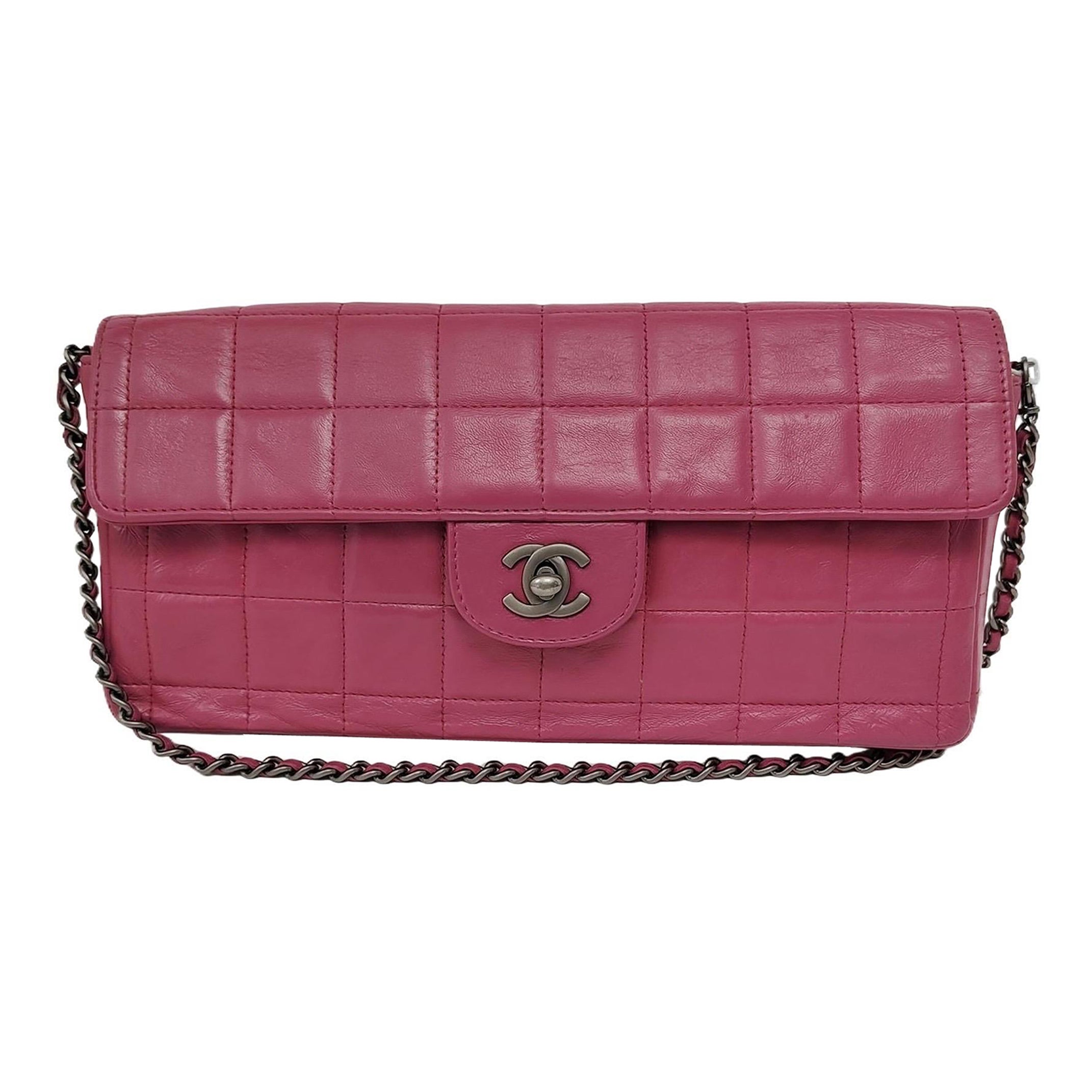 Chanel Ost-West- Schokolade Bar Rosa Leder Silber Hardware Vintage im Angebot