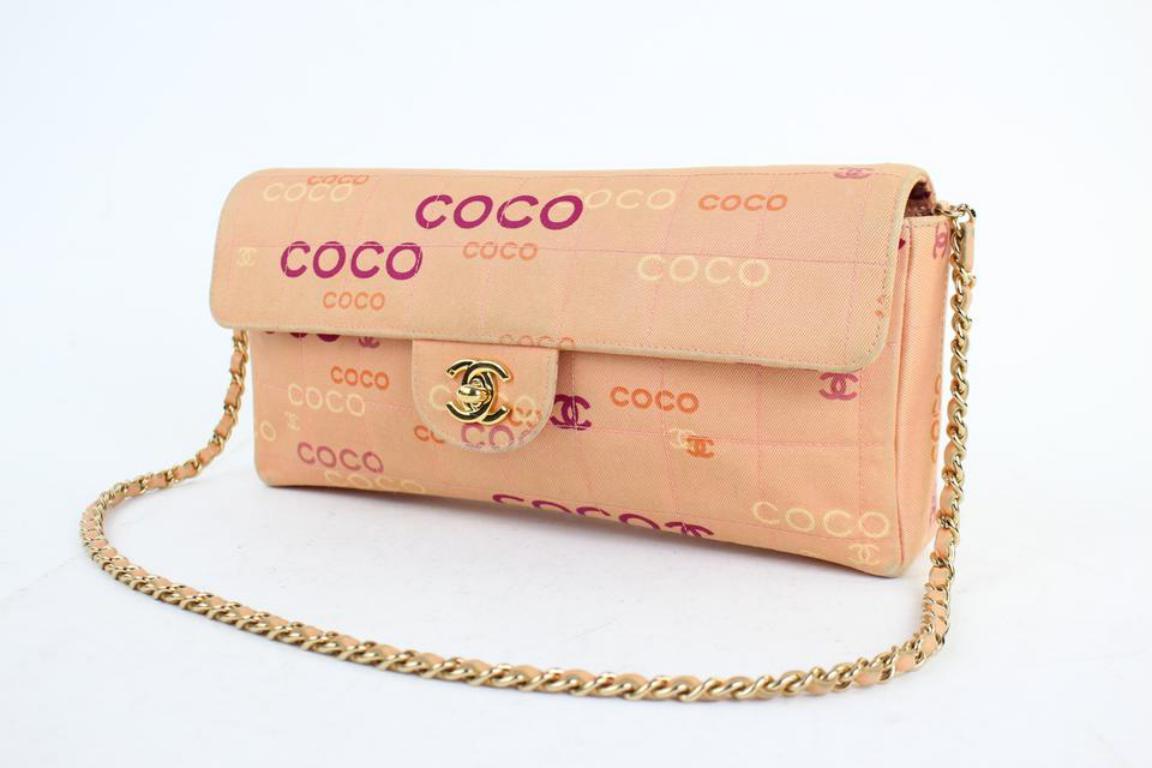 Orange Chanel East West Chocolate Bar Quilted Coco Flap 3ct915 Pink Canvas Shoulder Bag