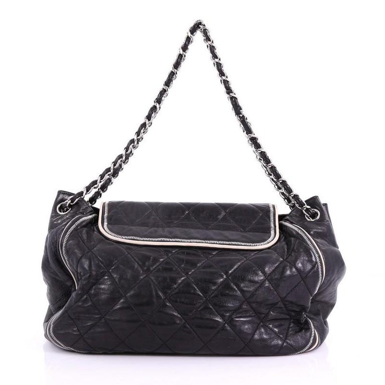 Chanel East West Mademoiselle Accordion Flap Bag Quilted Lambskin ...