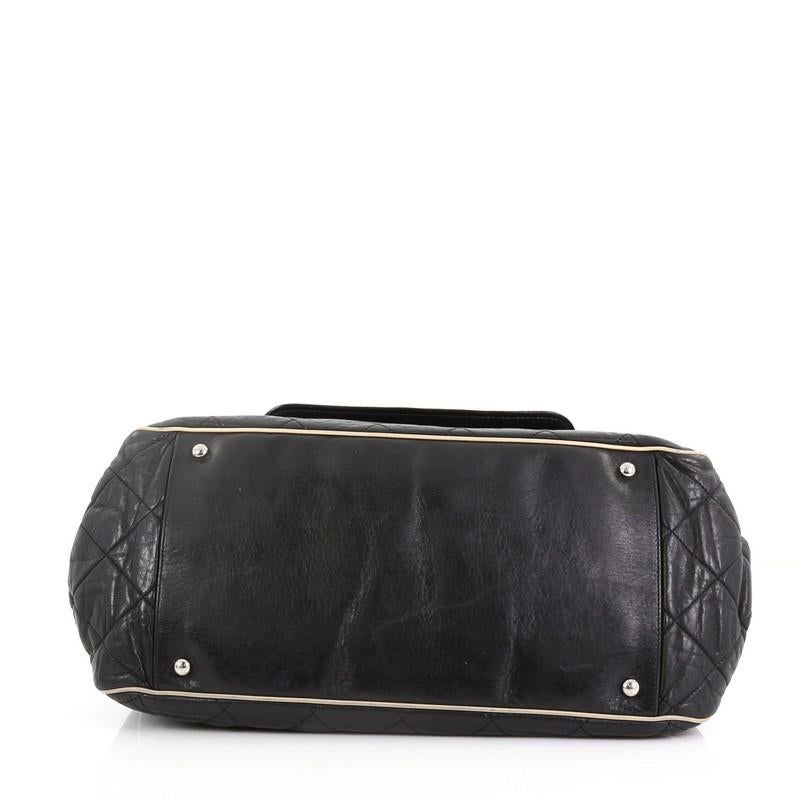 Chanel East West Mademoiselle Accordion Flap Bag Quilted Lambskin Medium In Good Condition In NY, NY