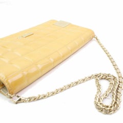 Chanel East West Quilted Flap 866712 Yellow Patent Leather Shoulder Bag