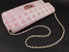 Chanel East West Quilted New Line Flap 230050 Pink Canvas Shoulder Bag