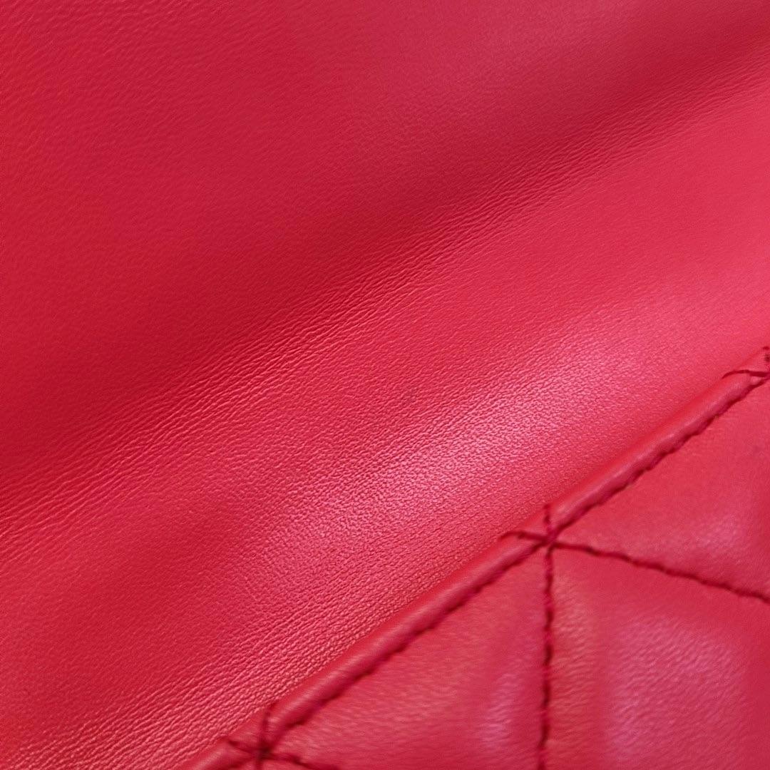 Chanel - Est - Ouest - Sac à rabat unique - Chaîne de perles - Pochette en cuir d'agneau rose en vente 6