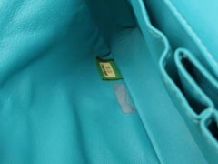 Chanel East West Teal Chocolate Bar Quilted Chain Flap 231201 Shoulder Bag