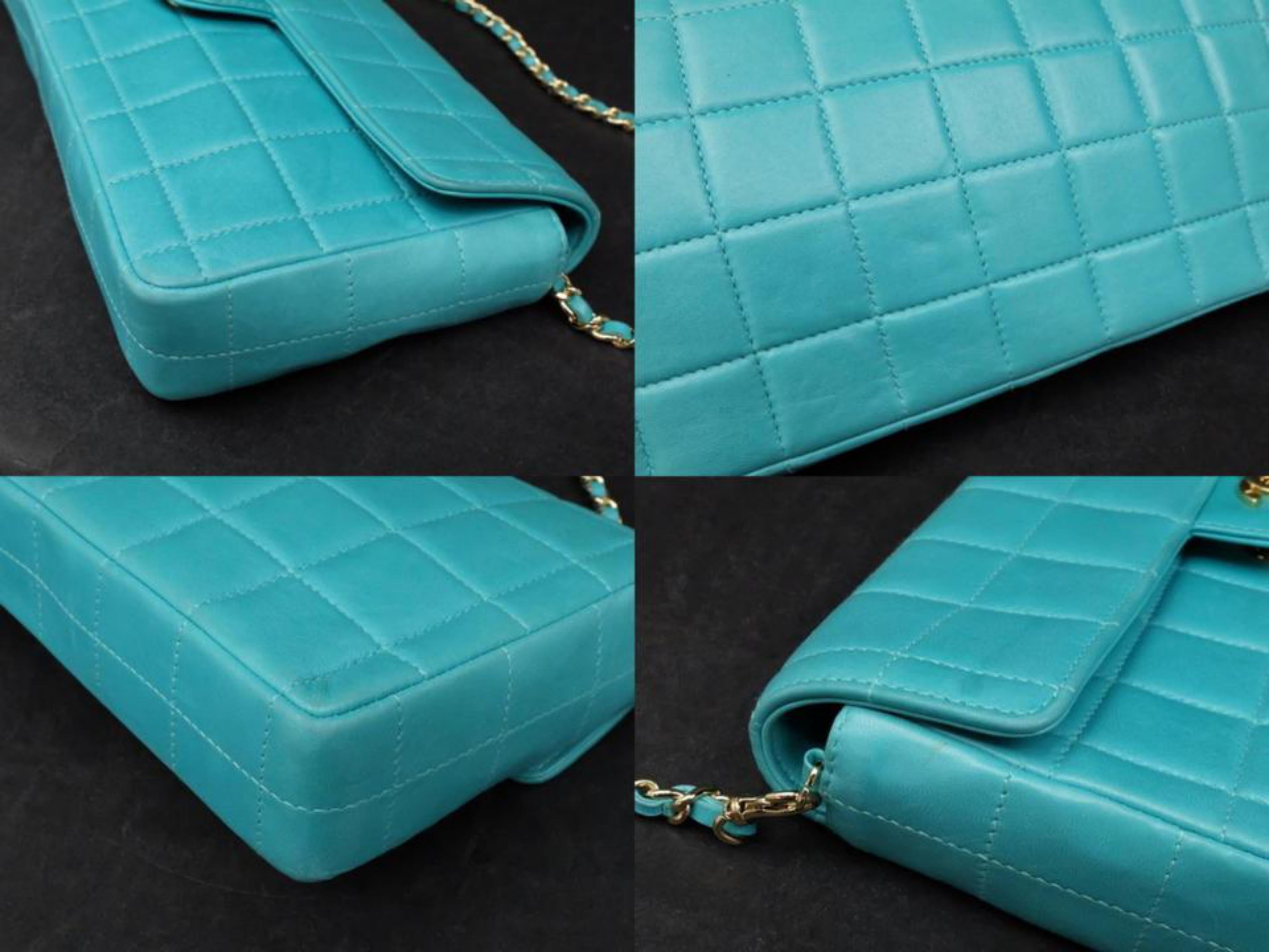 Women's Chanel East West Teal Chocolate Bar Quilted Chain Flap 231201 Shoulder Bag For Sale