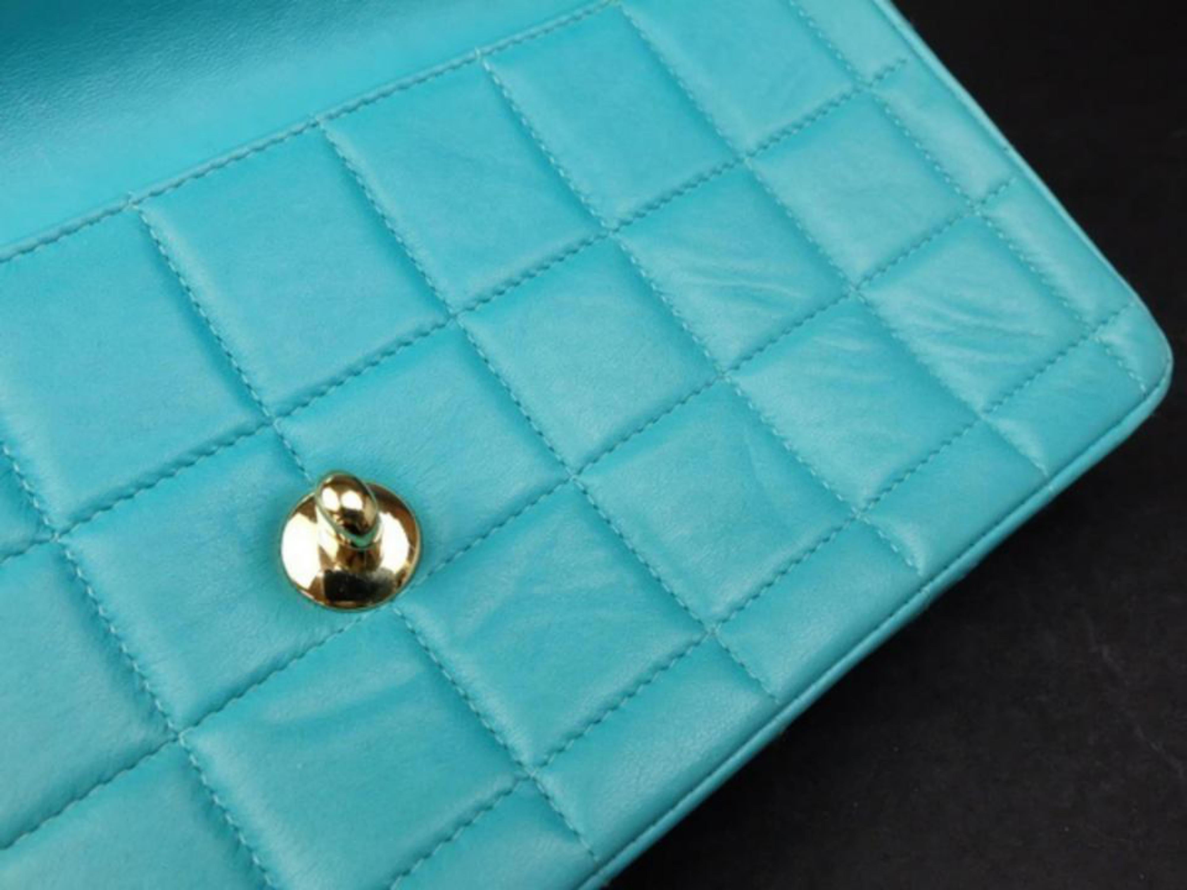 Chanel East West Teal Chocolate Bar Quilted Chain Flap 231201 Shoulder Bag For Sale 1