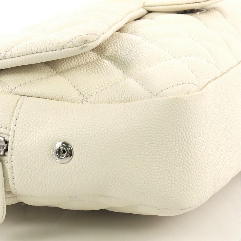 White Chanel Easy Flap Bag Quilted Caviar Jumbo