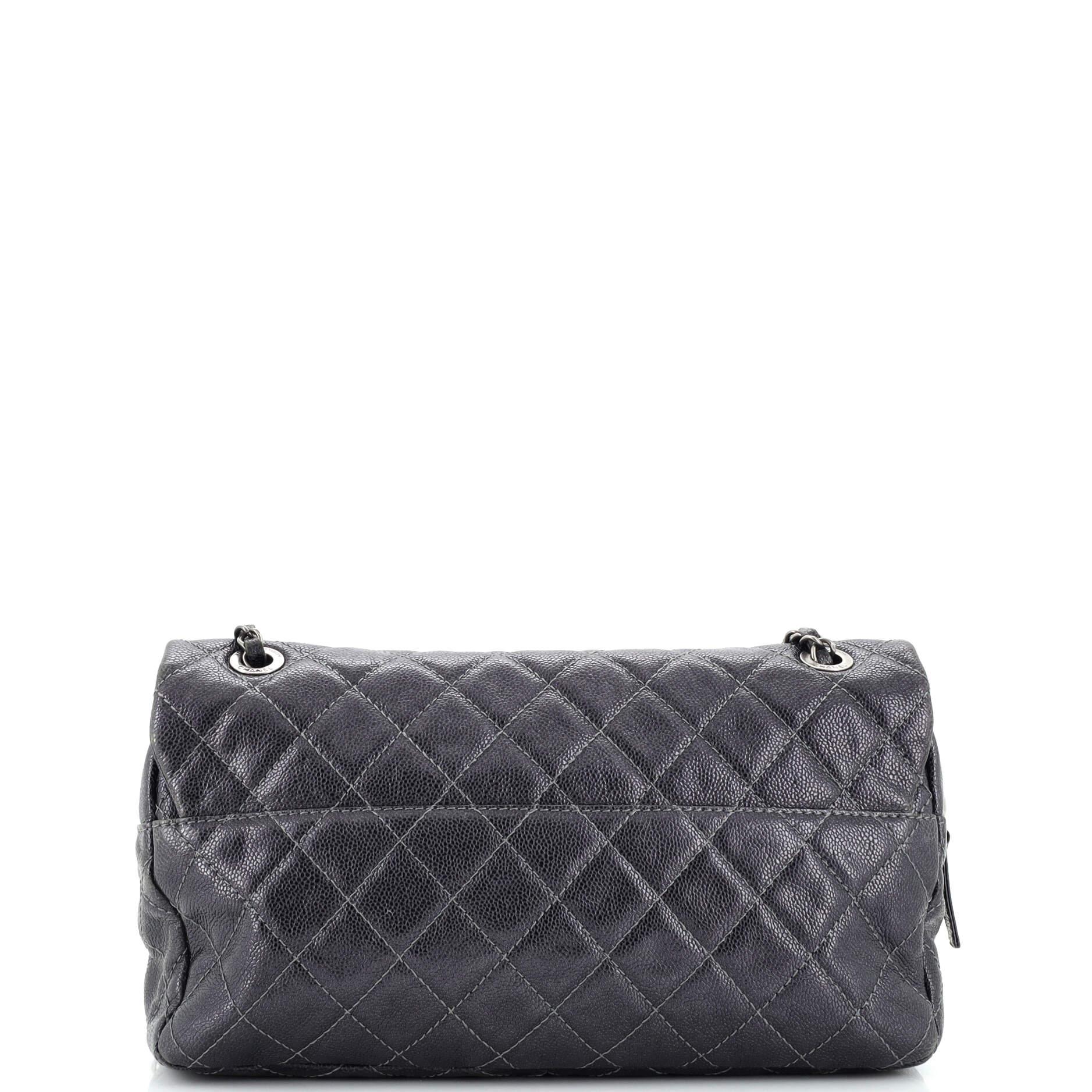 Chanel Easy Flap Bag Quilted Caviar Large In Good Condition In NY, NY