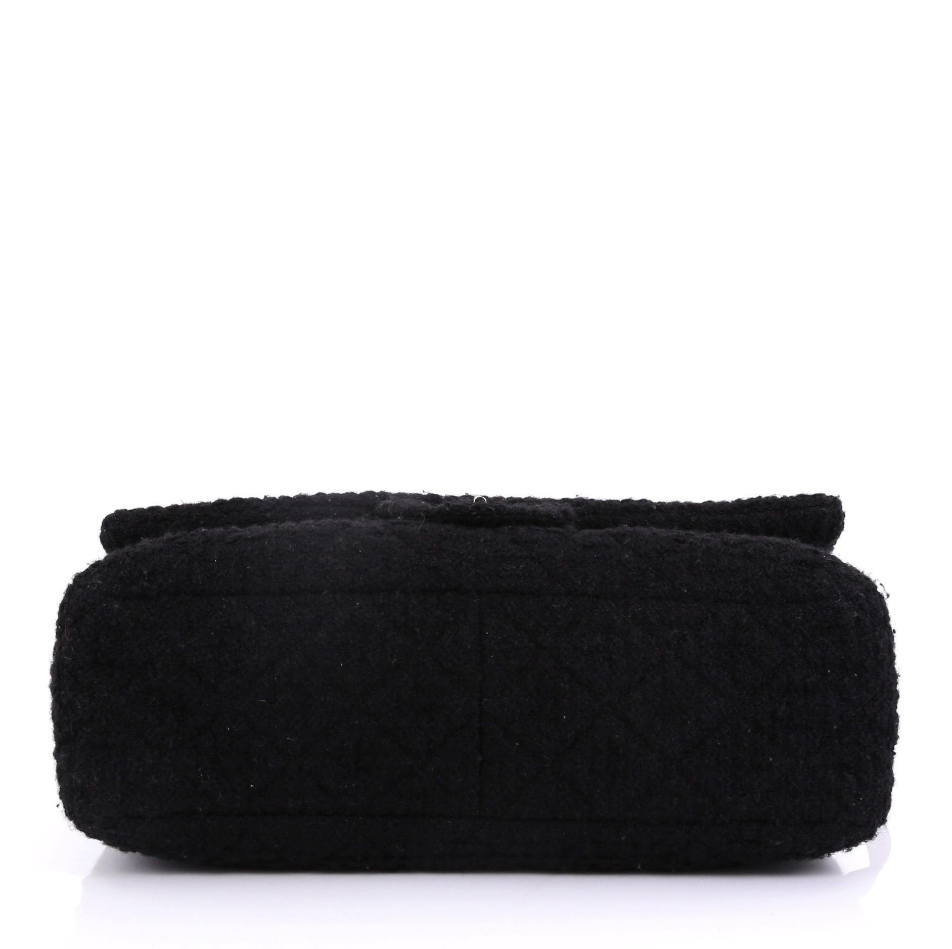 Black Chanel Easy Reissue Messenger Flap Bag Quilted Tweed Jumbo