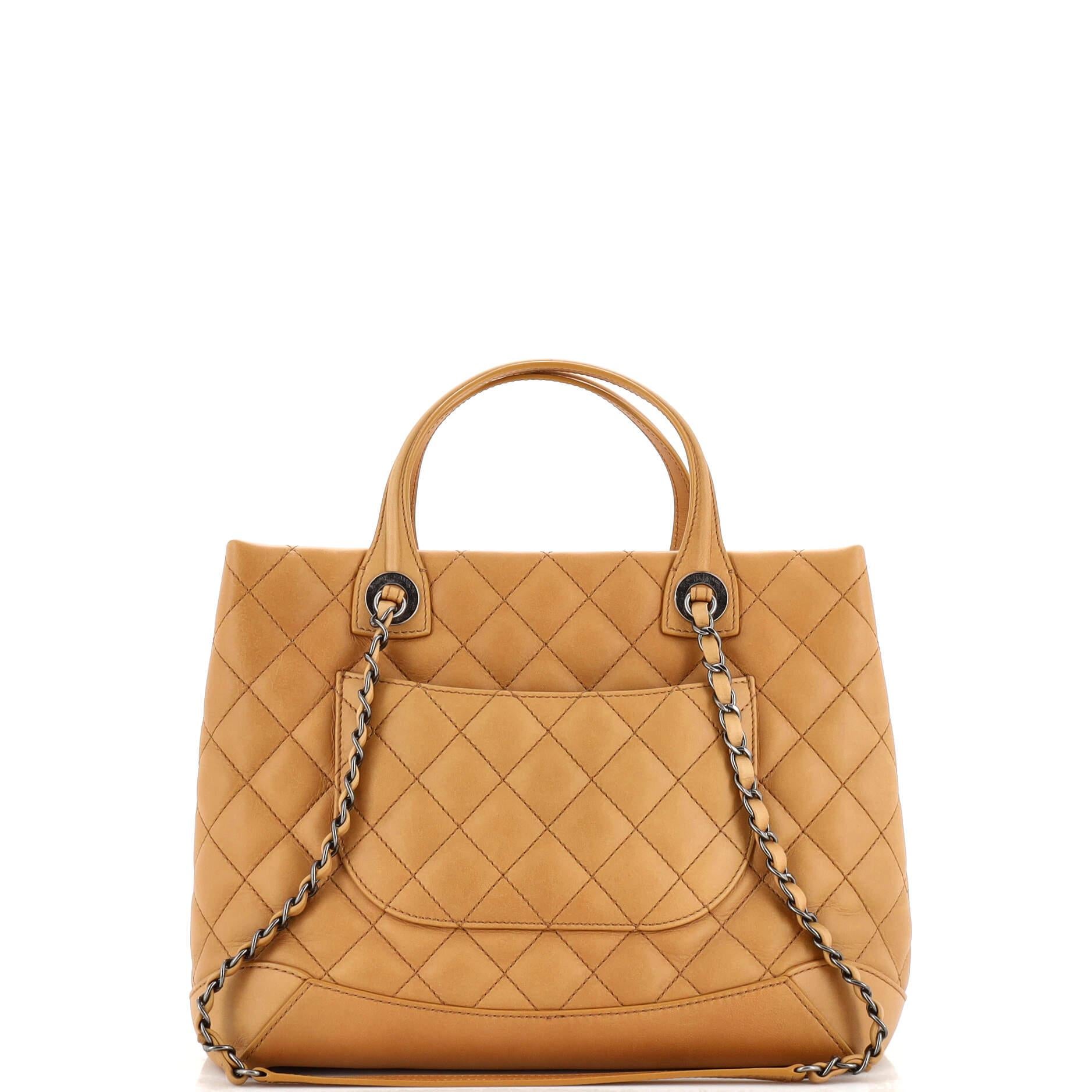 Women's Chanel Easy Shopping Tote Quilted Calfskin Small