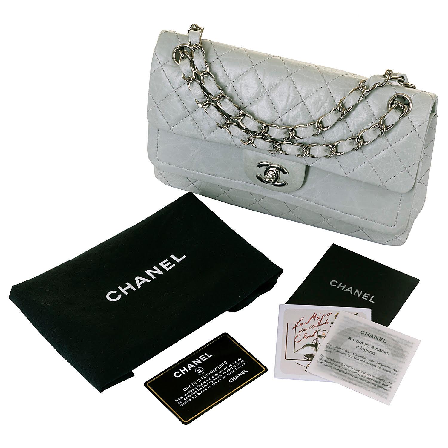 Chanel 'Eau-de-Nil' Quilted Double Flap Medium Bag with Silver Hardware - Rare In Excellent Condition In London, GB
