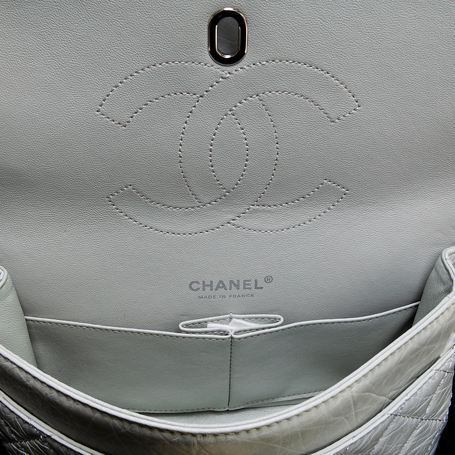 Chanel 'Eau-de-Nil' Quilted Double Flap Medium Bag with Silver Hardware - Rare 2