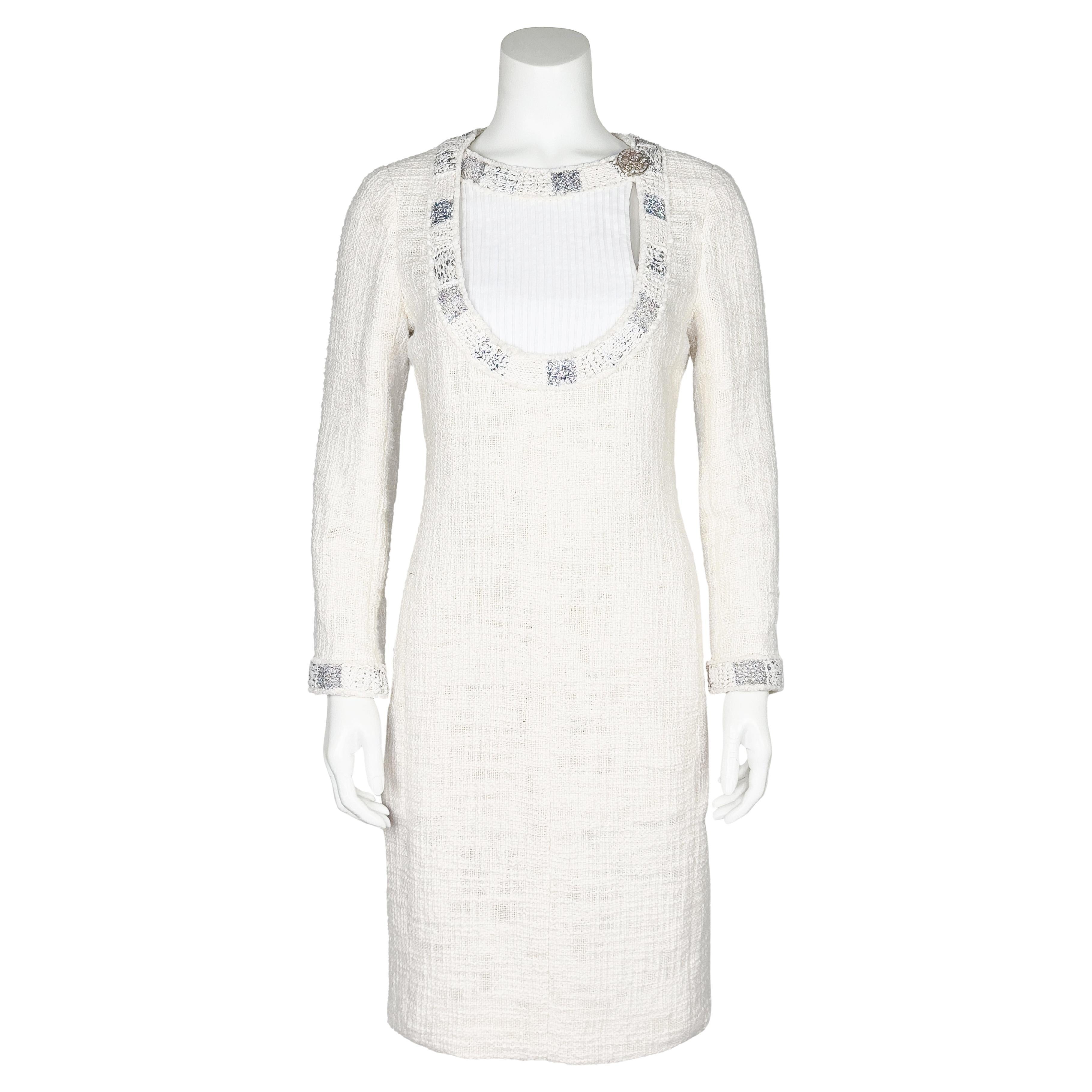 Chanel Ecru Bouclé Paris Bombay Cocktail Dress Pre Fall 2012