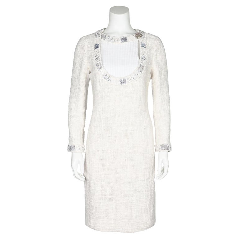 Chanel Ecru Boucl Paris Bombay Cocktail Dress Pre Fall 2012 For Sale at 1stDibs Chanel Ecru Boucl Paris Bombay Cocktail Dress Pre Fall 2012 For Sale at 1stDibs