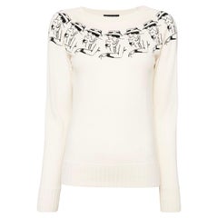 Chanel Coco Profile Ecru Cashmere Jumper 36 FR