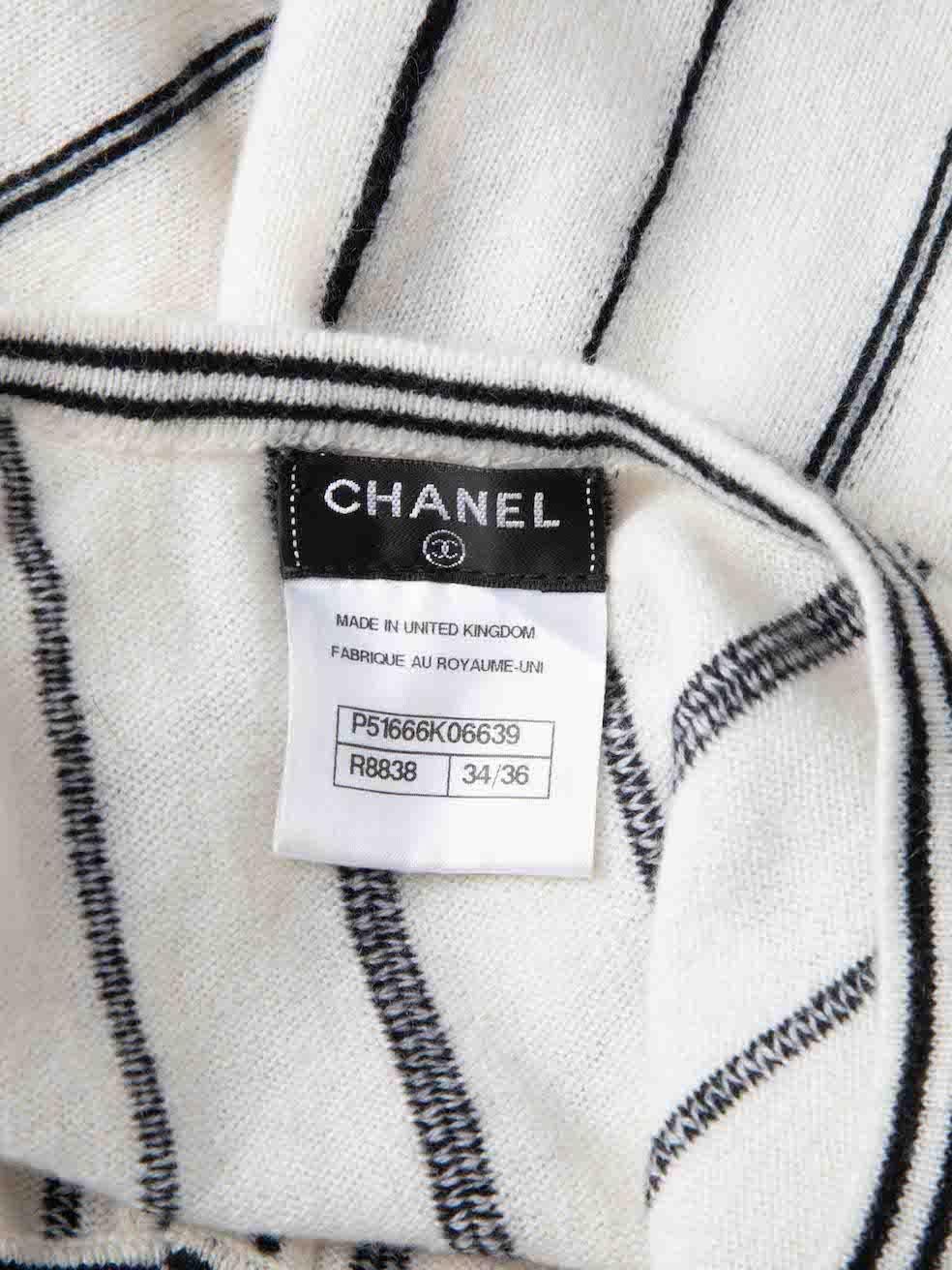 Chanel Ecru Cashmere Stripe Knitted Tank Top Size S For Sale 1