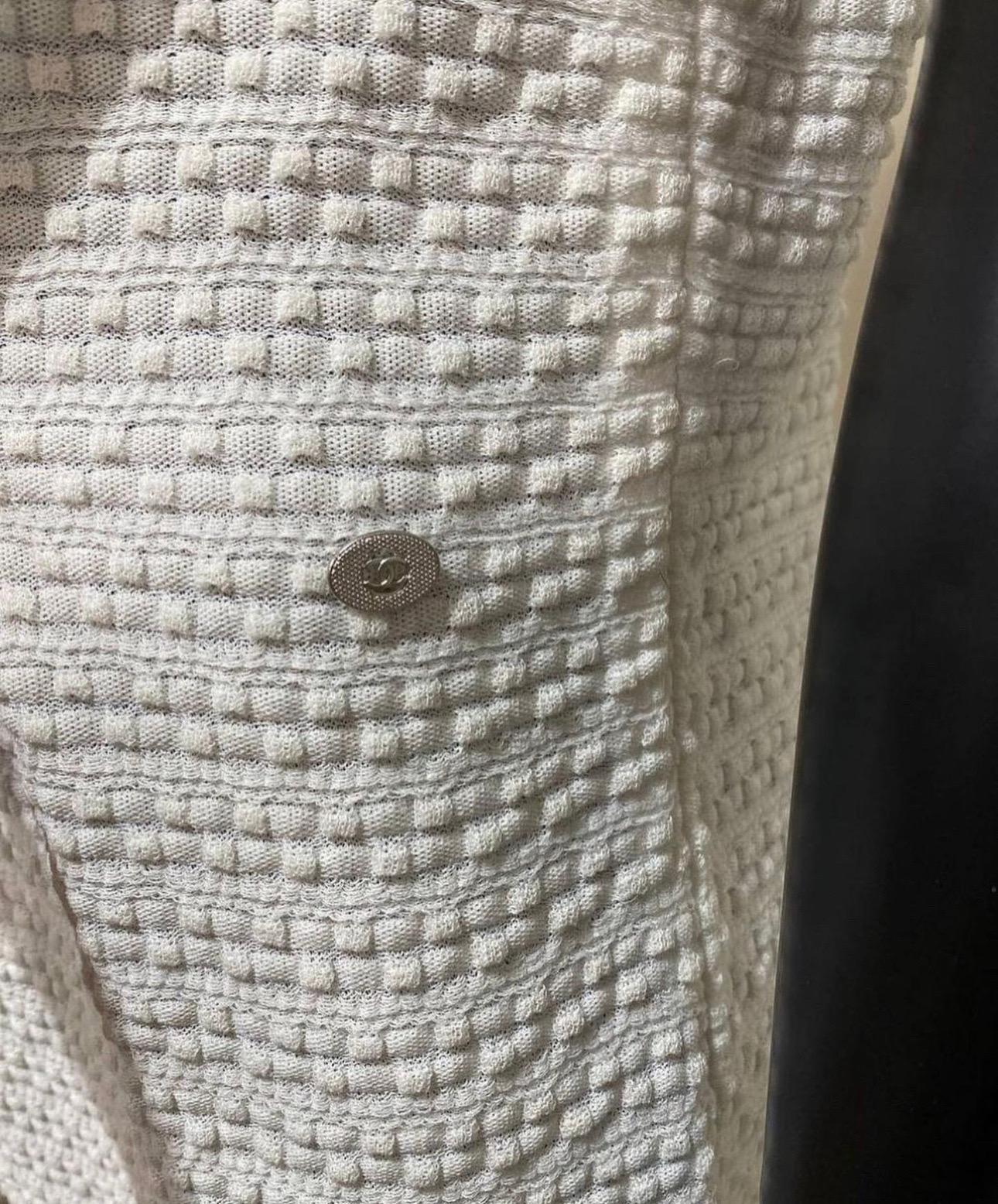 Chanel Ecru Knitted Cotton Neck Mini Dress In Excellent Condition In Krakow, PL