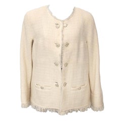 Chanel Ecru Wool Bouclé Blazer - Size 40