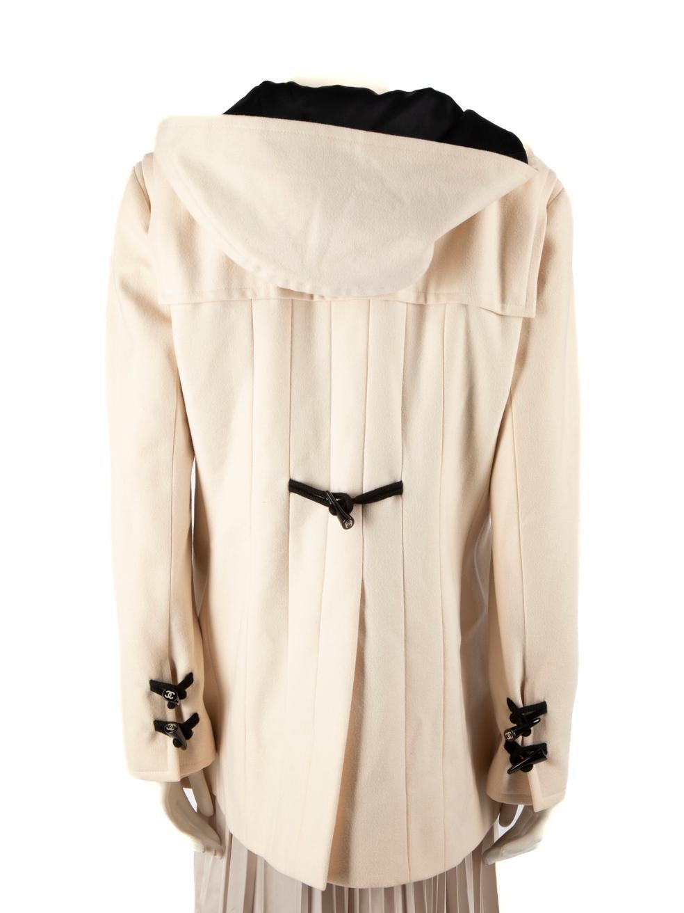 Beige Chanel Ecru Wool Toggle Button Coat Size XXXL