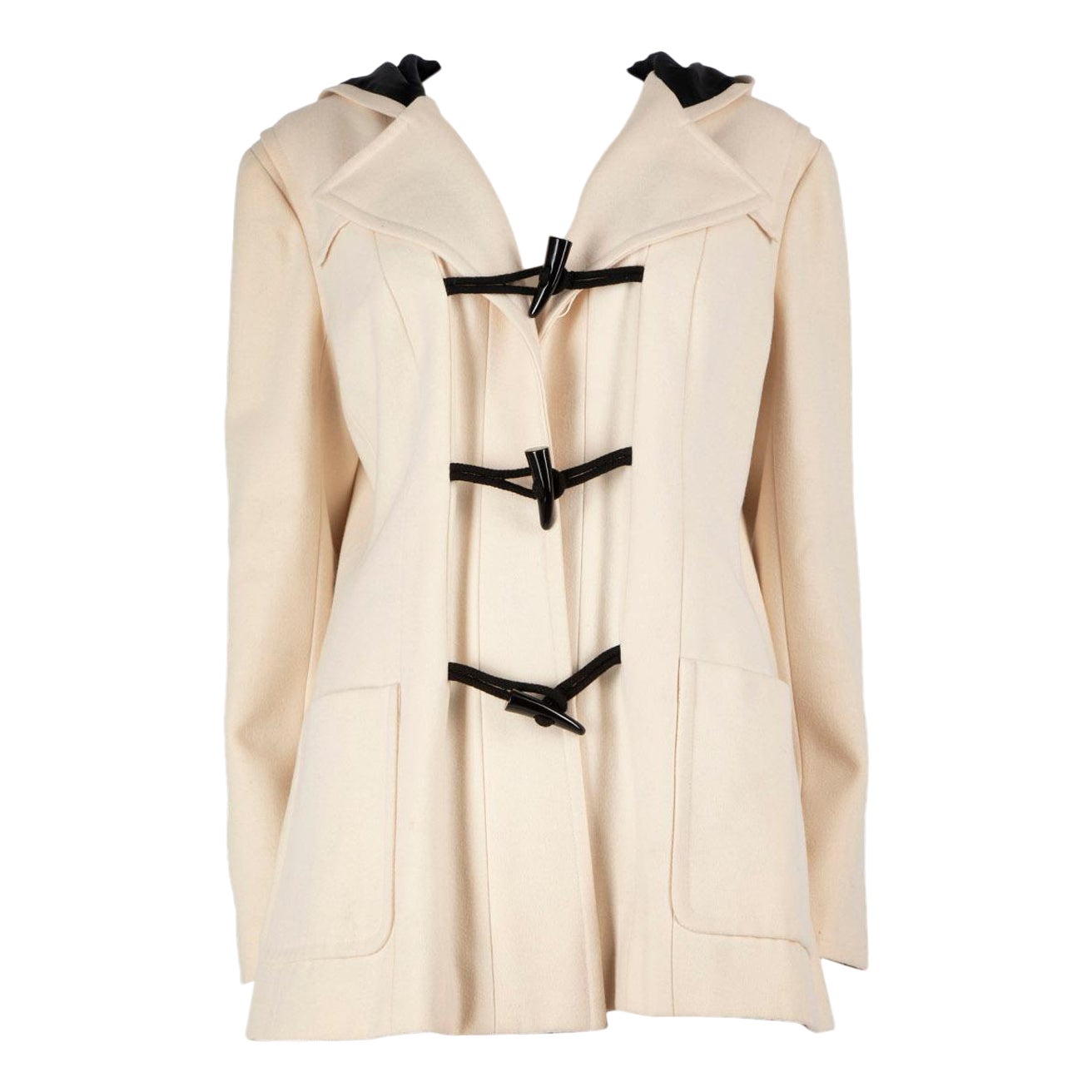 Chanel Ecru Wool Toggle Button Coat Size XXXL