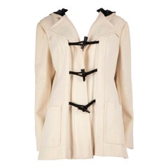 Chanel Ecru Wool Toggle Button Coat Size XXXL