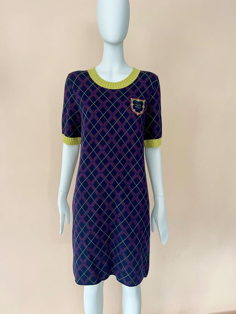 Chanel Edinburgh Collection CC Patch Tartan Dress For Sale at 1stDibs