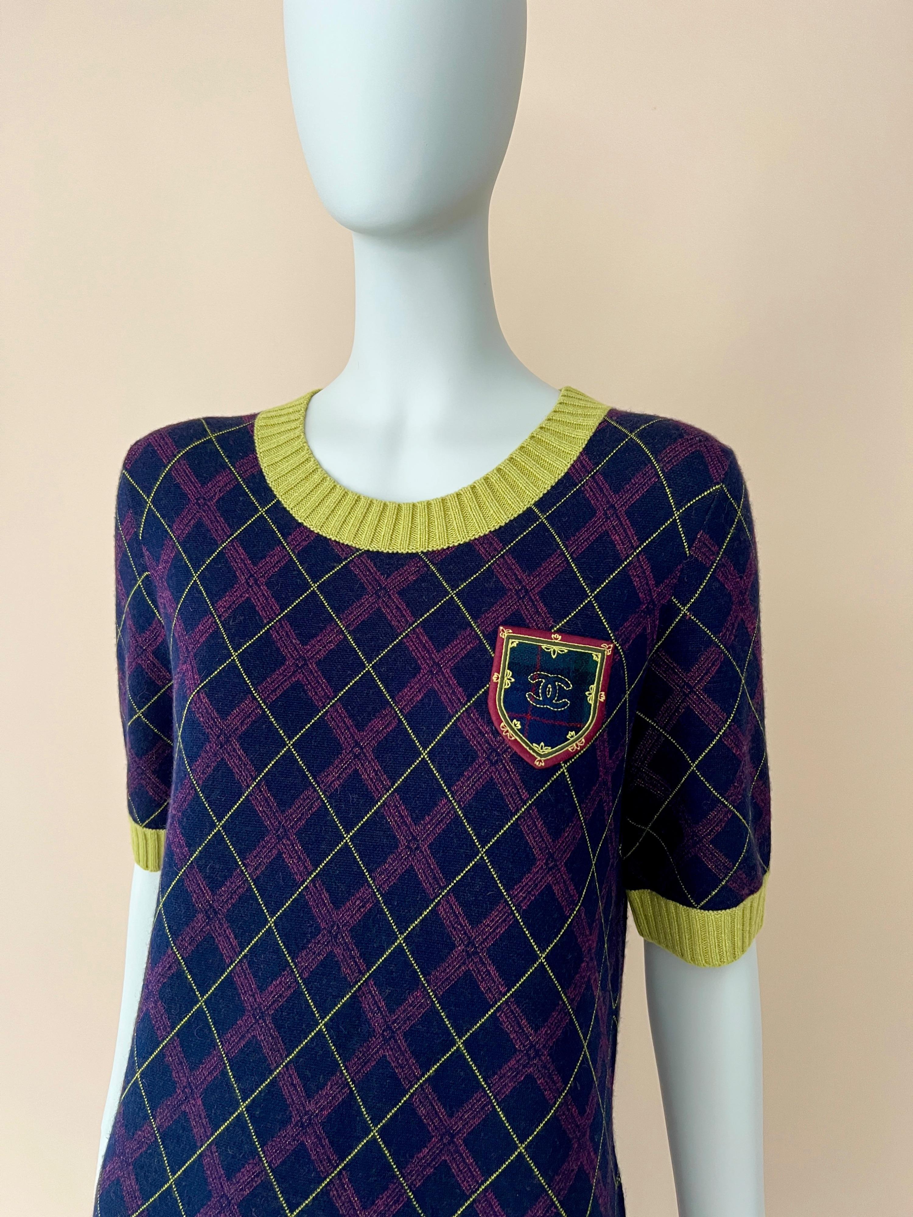Chanel Edinburgh Collection CC Patch Tartan Dress In New Condition In Dubai, AE