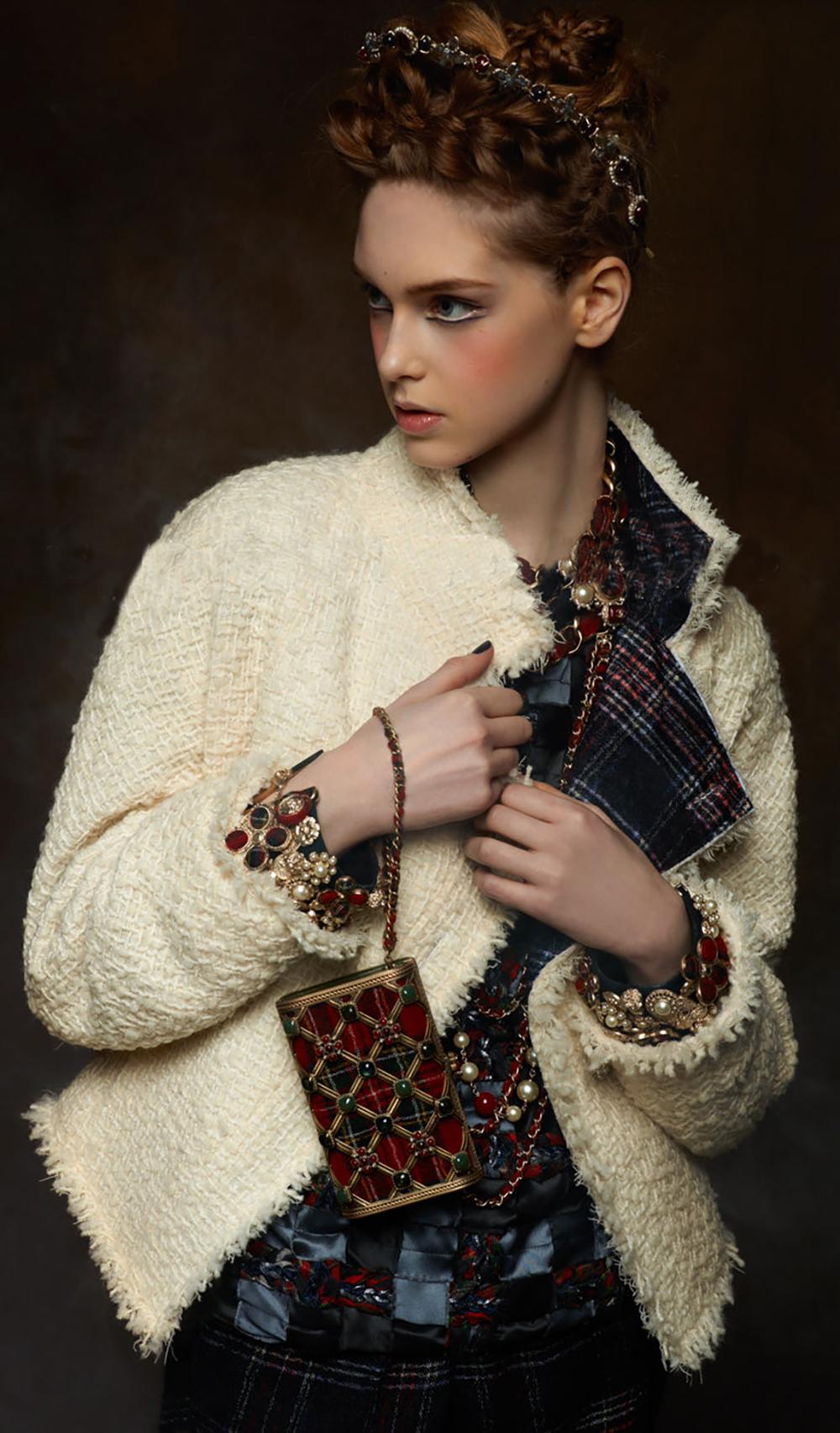 Chanel Edinburgh Rare Faux Fur White Jacket In Excellent Condition In Dubai, AE