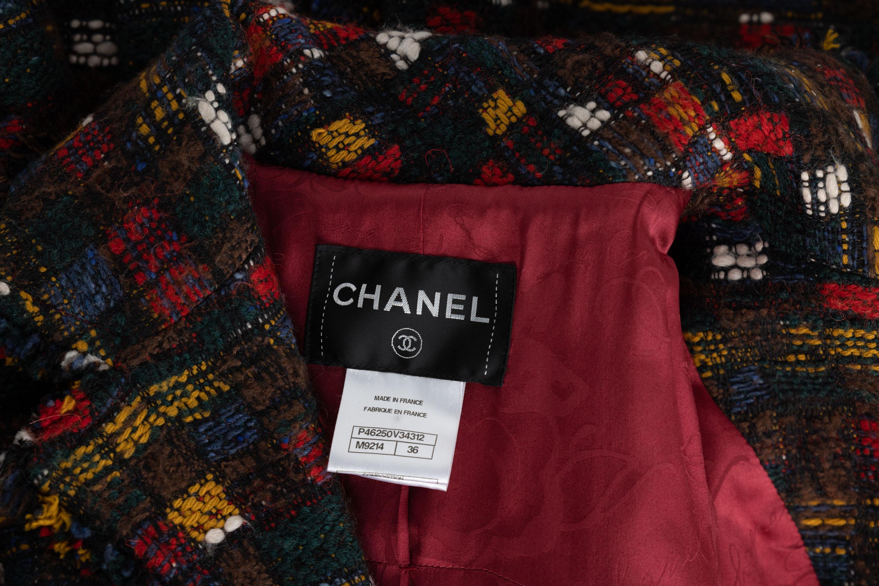 Chanel Edinburgh Runway Multi Color Tweed Coat Gripoix Buttons 2013 5