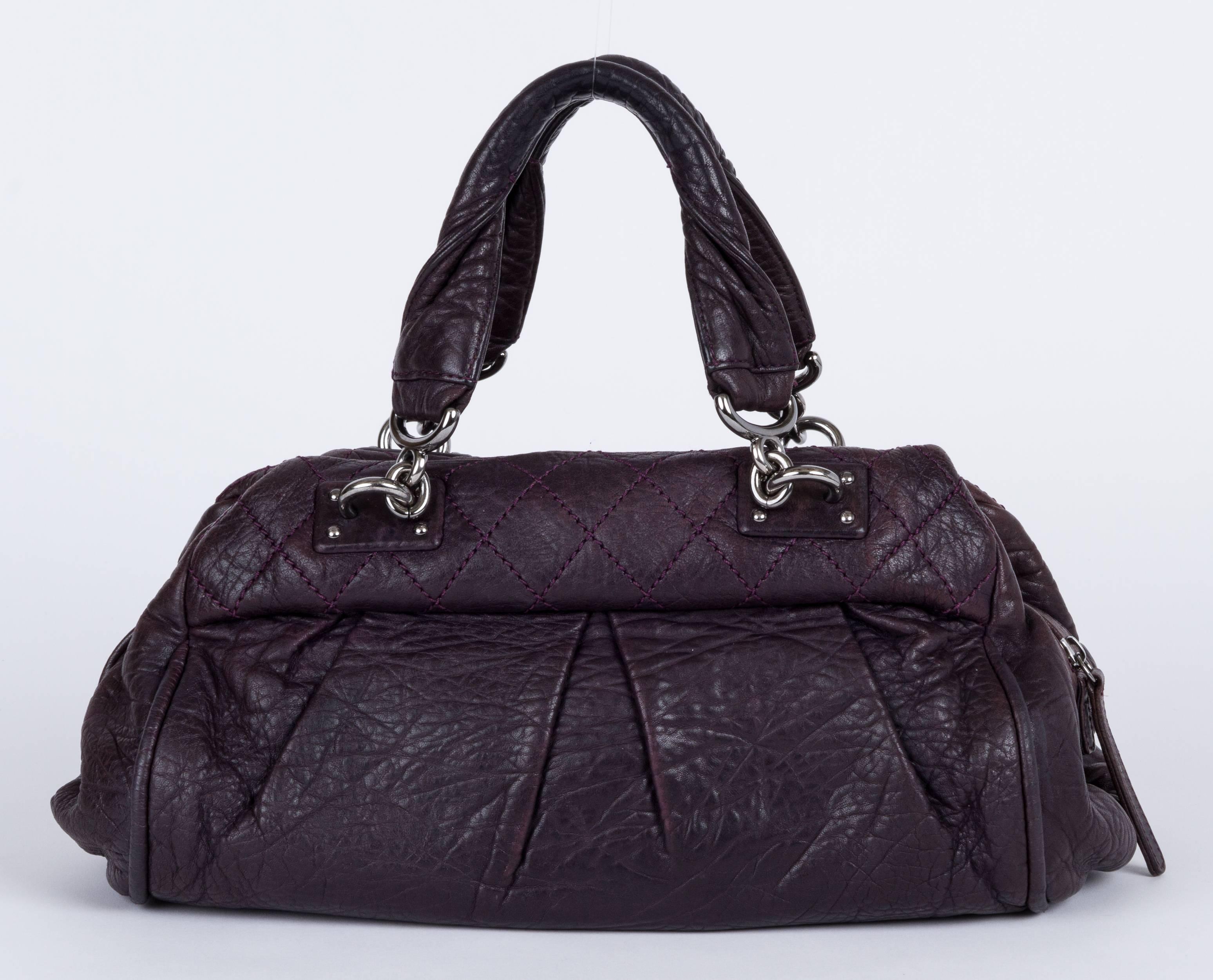 Black Chanel Eggplant Distressed Leather Bag