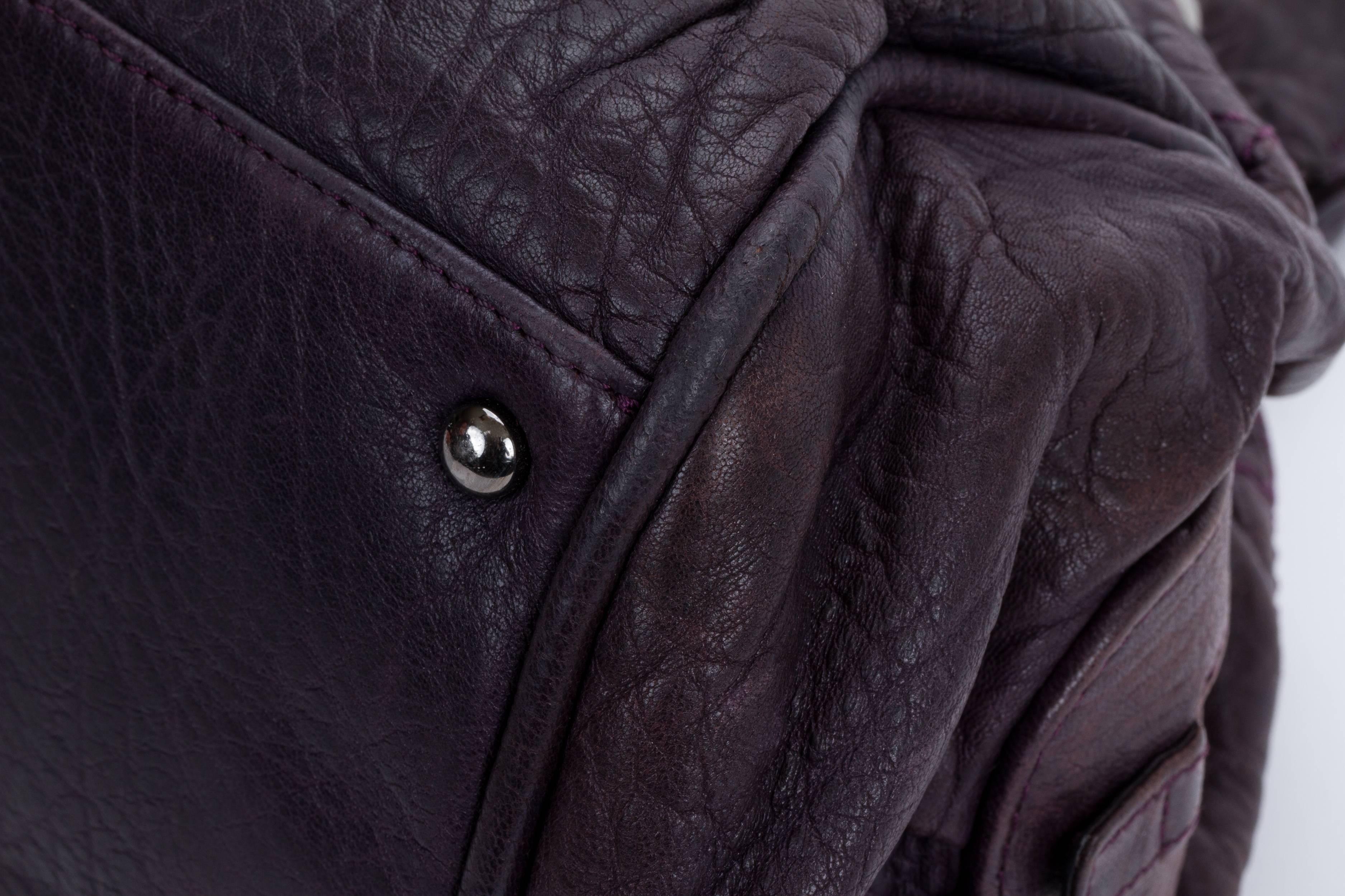 Chanel Eggplant Distressed Leather Bag 1