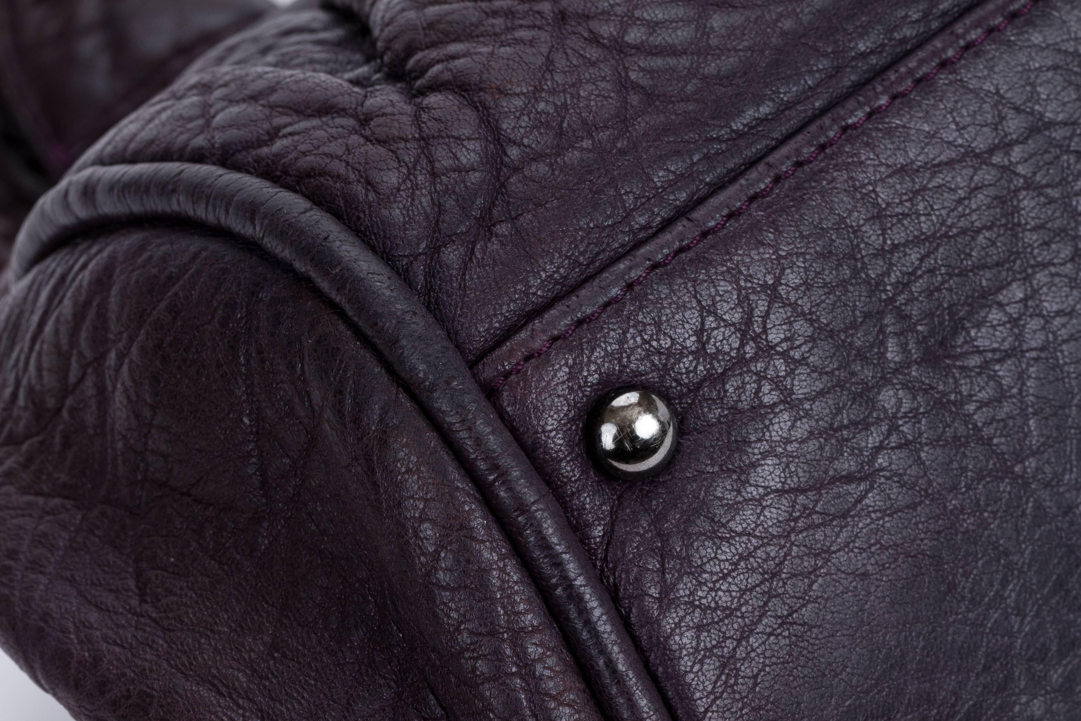 Chanel Eggplant Distressed Leather Bag 2