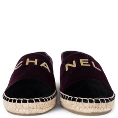 CHANEL Chaussures plates « ESPADRILLE » en daim aubergine 2018 18B logo ESPADRILLE 37 taille 36,5