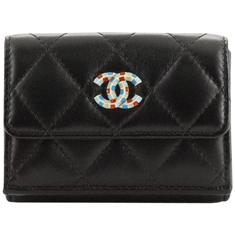 Chanel Egypt CC Trifold Wallet Quilted Lambskin at 1stDibs