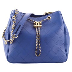 Chanel Egyptian Amulet Drawstring Bucket Bag Stitched Calfskin Medium