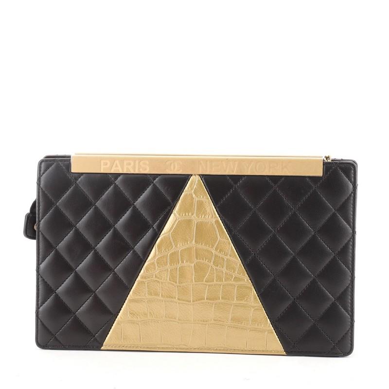 Chanel Egyptian Clutch Crocodile Embossed Calfskin and Quilted Lambskin In Good Condition In NY, NY