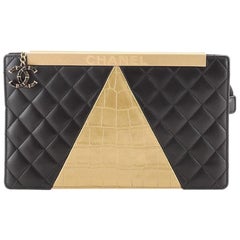 Chanel Egyptian Clutch Crocodile Embossed Calfskin and Quilted Lambskin