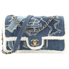 Chanel Egyptian Hieroglyph Flap Bag Denim and Shearling Medium