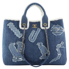 Chanel Egyptian Hieroglyph Tote Denim and Shearling